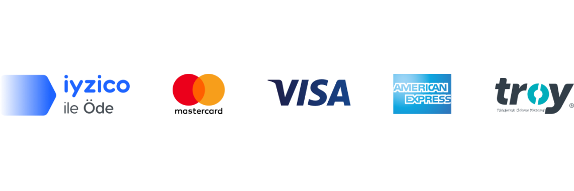 Kabul edilen kartlar: Visa, Mastercard, troy, American Express; iyzico ile güvenli ödeme